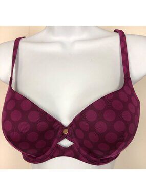 Ambrielle Bra Women Size 32D Purple Circle Pattern Underwire Lined Back Close